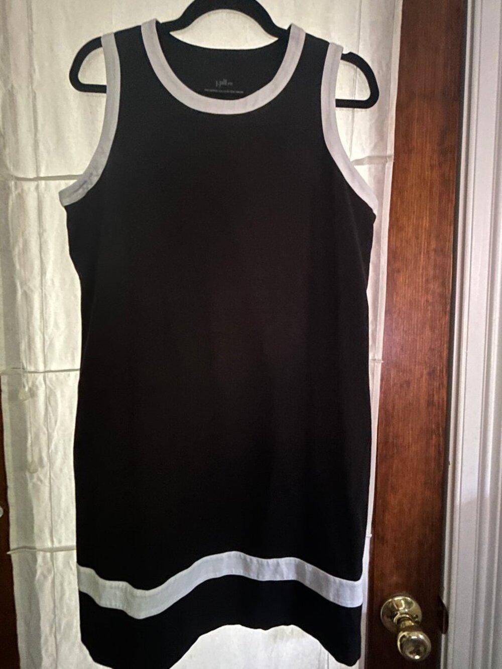 J.Jill Fit Progress Color Block Dress Black and White Pima Cotton Sz M
